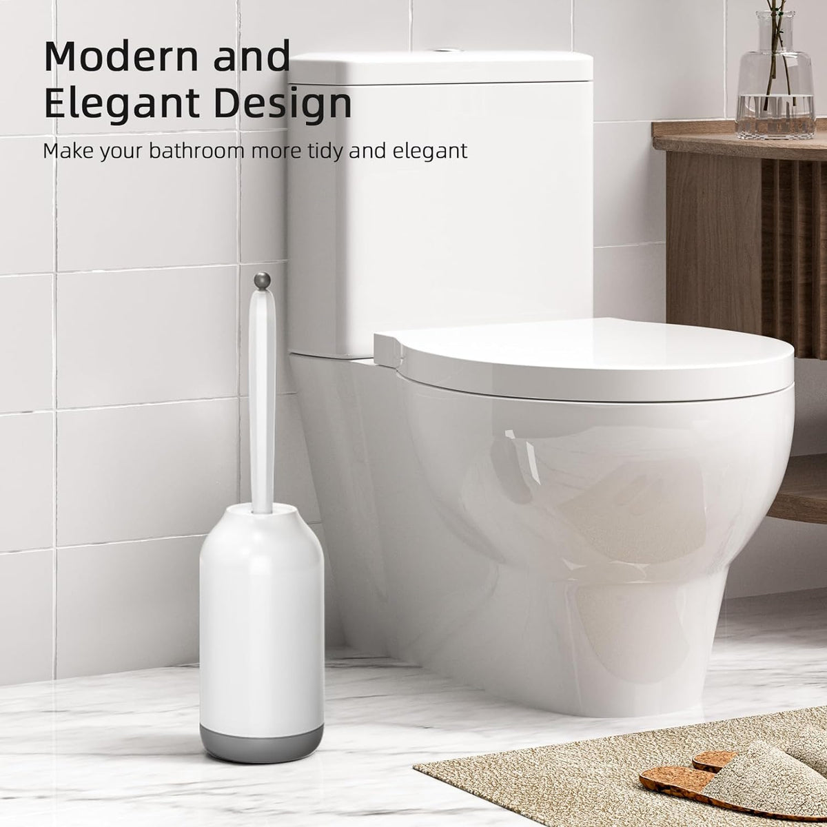 HAMITOR Toilet Brush and Holder Set with Curved Bristles - view 6