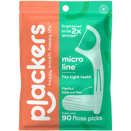 Plackers Micro Mint Dental Flossers, 90 Count