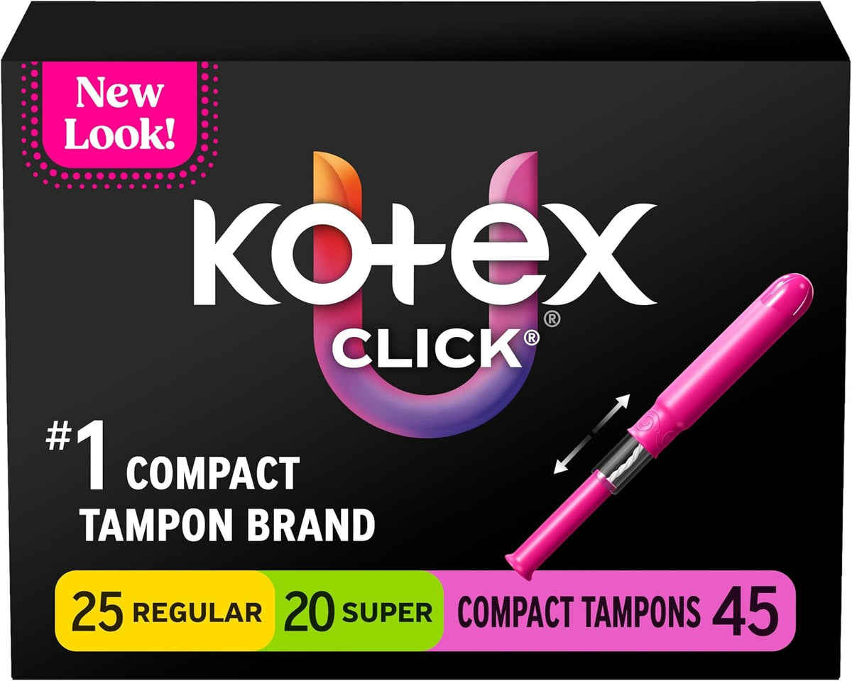 U by Kotex Click Compact Tampons, Regular/Super, Unscented, 45 Count — product view