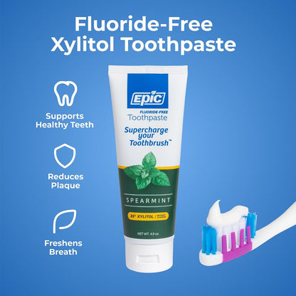 Epic Dental Fluoride-Free Xylitol Toothpaste, Spearmint, 4.9 oz, Pack of 2 - view 4