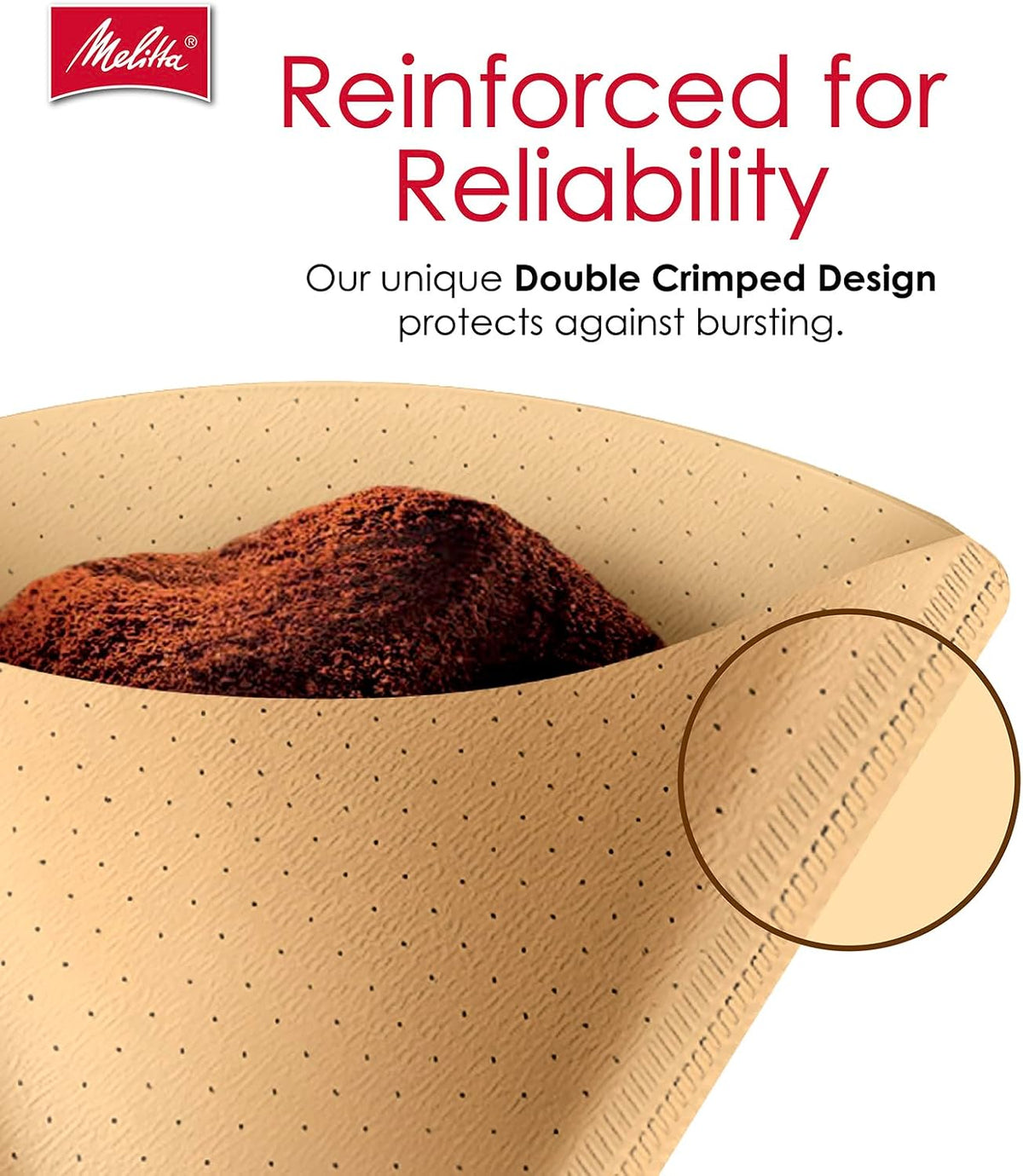 Melitta #2 Unbleached Cone Coffee Filters, Natural Brown, 100 Count - view 6
