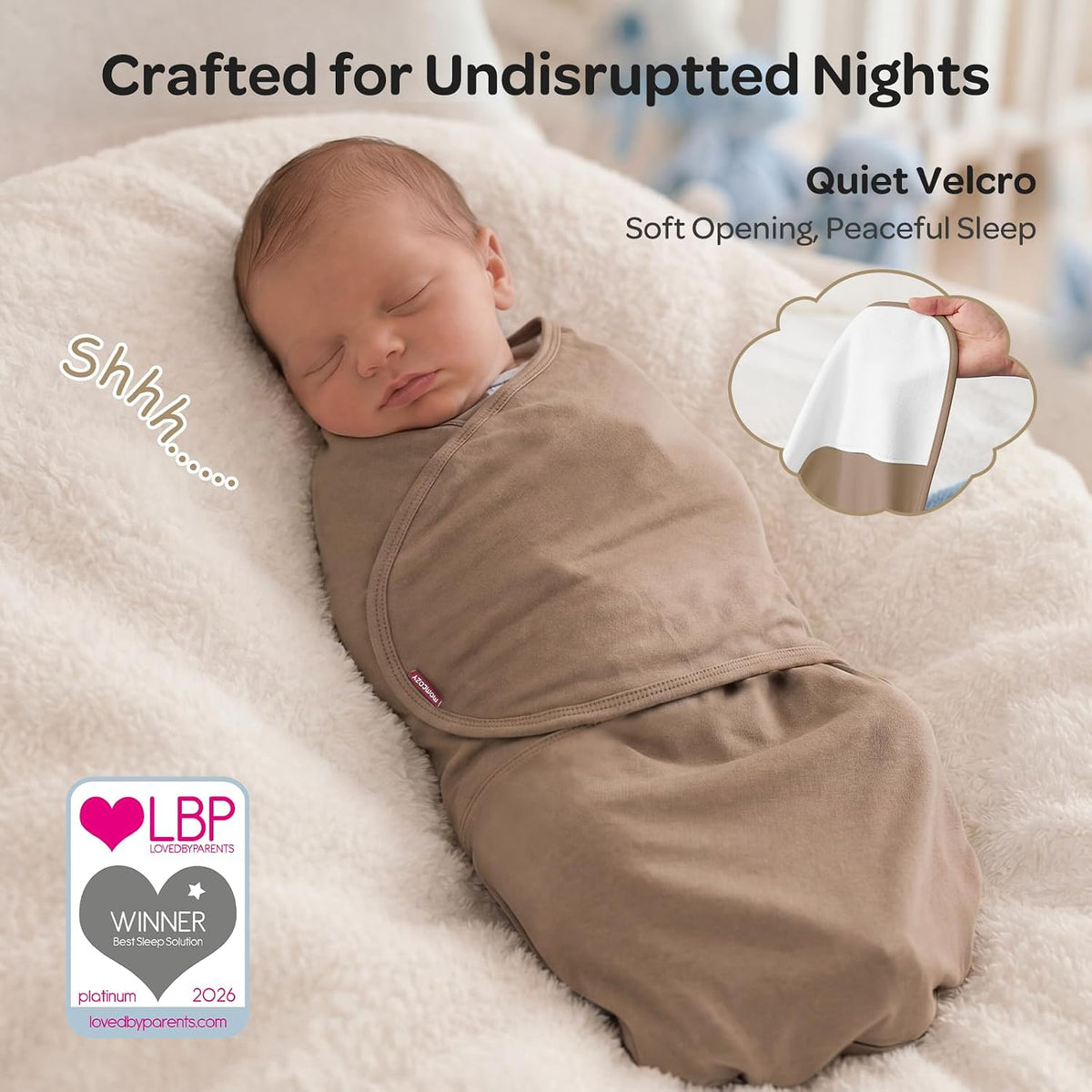 Momcozy Quiet Fastener Baby Swaddle, 0-3 Months - view 4