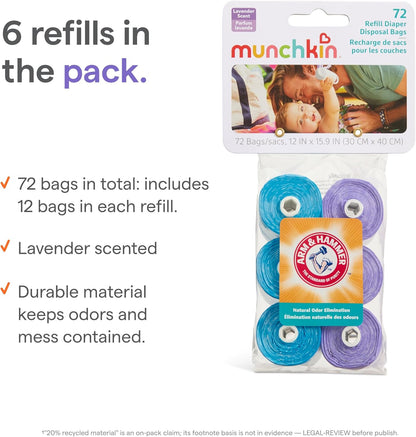 Munchkin Arm & Hammer Nappy Bag Refills, Lavender Scent, 72 Bags - view 4