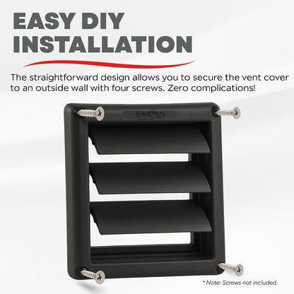 Deflecto 4-Inch Outdoor Dryer Vent Cover with Louvered Damper, Black - view 6