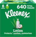Kleenex Lotion Facial Tissues with Coconut Oil and Aloe, 8 Cube Boxes of 80