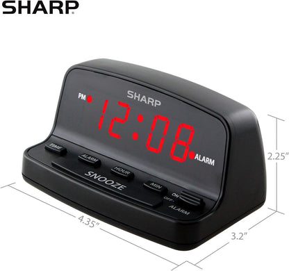 Sharp Digital Alarm Clock with Large Snooze, Red LED - view 5