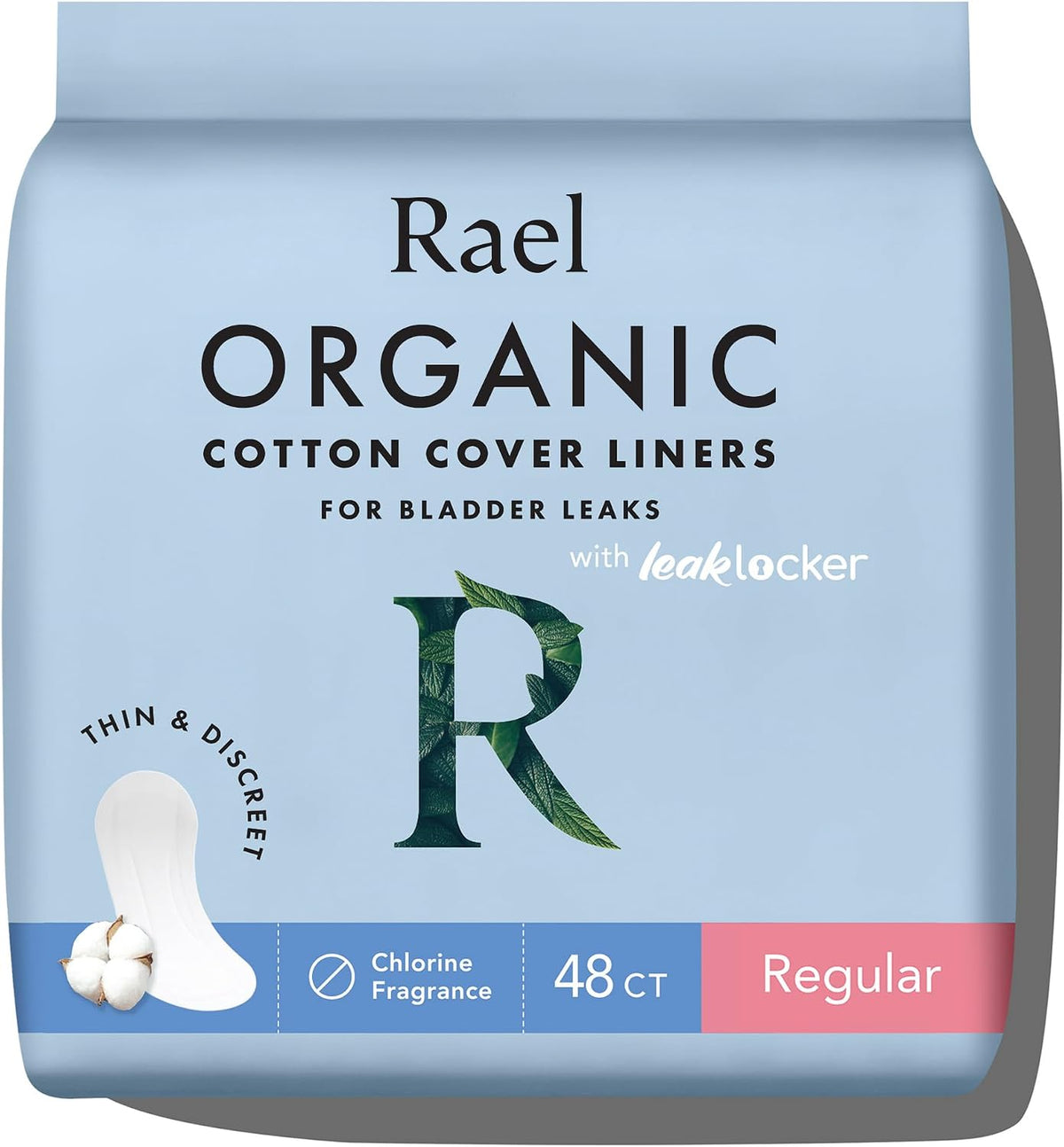 Rael Organic Cotton Cover Incontinence Liners, Regular, 48 Count — product view