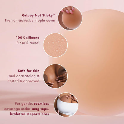 CAKES Body Non-Adhesive Circle Nipple Covers, Reusable Silicone - view 3