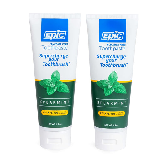 Epic Dental Fluoride-Free Xylitol Toothpaste, Spearmint, 4.9 oz, Pack of 2