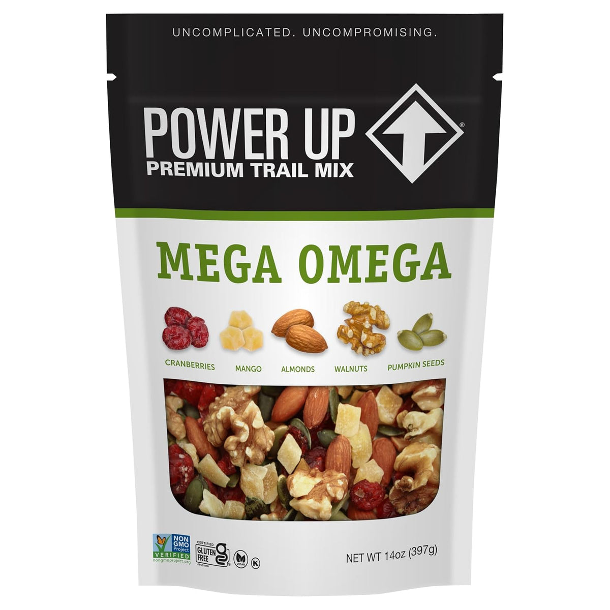 Power Up Mega Omega Trail Mix, Nuts, Fruit and Seeds, 14 oz Bag