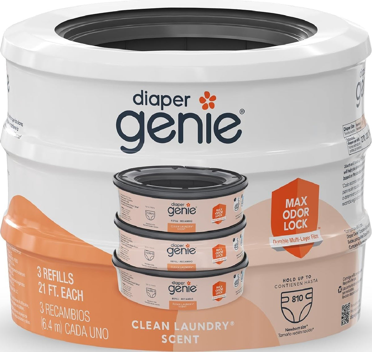 Diaper Genie Clean Laundry Scent Refill Bags, Pack of 3 — product view