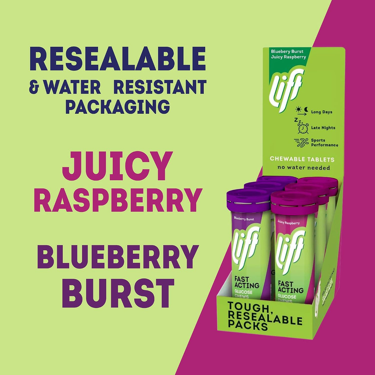Lift Fast Acting Glucose Tablets, Mixed Berry, 6 Tubs of 10 - view 5