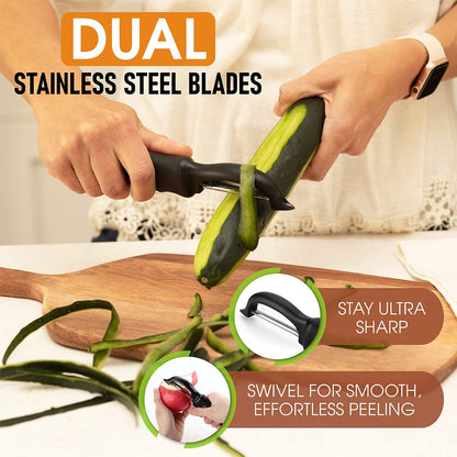 Spring Chef Original Swivel Vegetable Peeler, Soft Grip, Black - view 3
