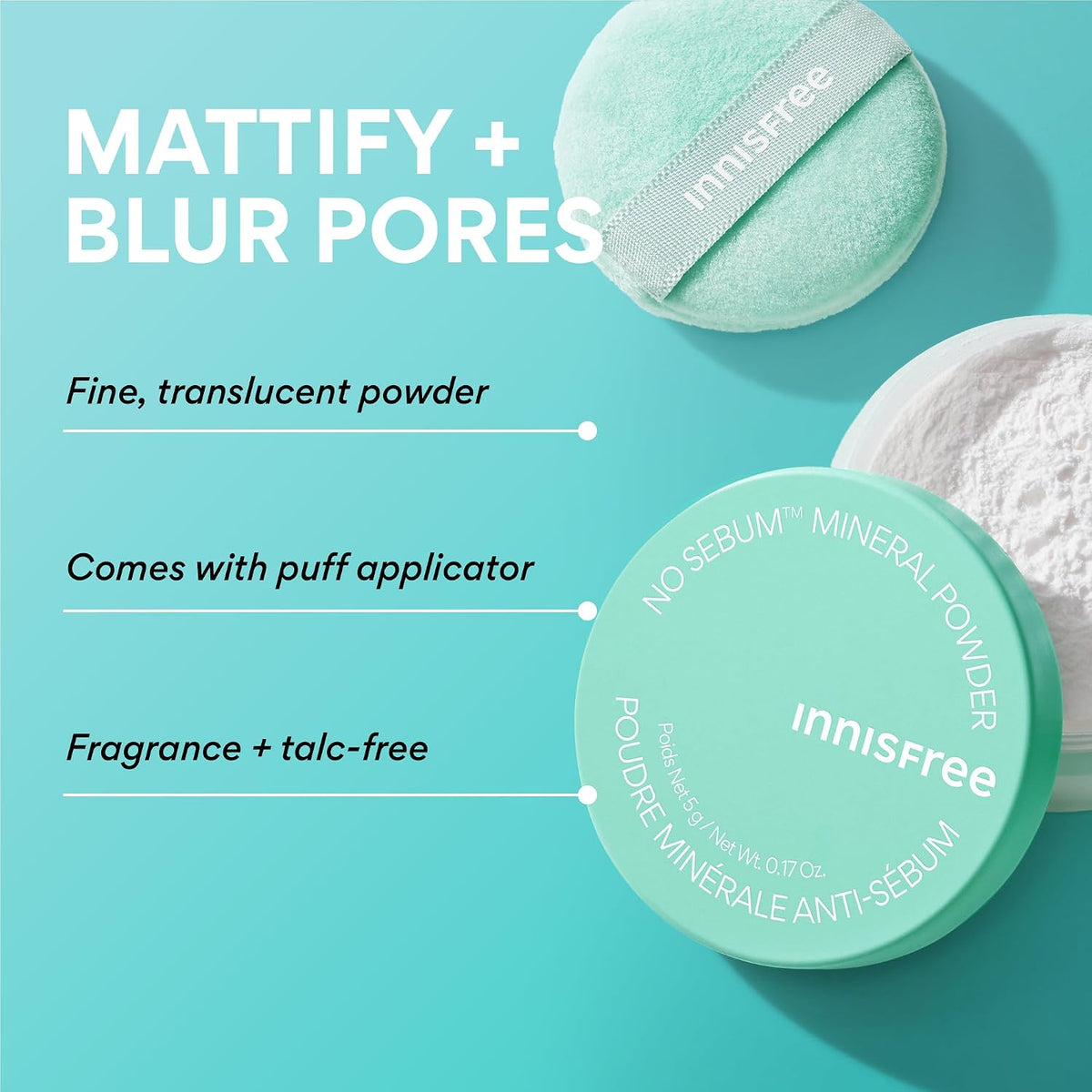 innisfree No-Sebum Mineral Powder 5g - Talc-Free - view 2