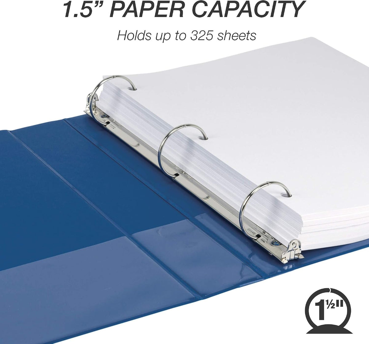 Samsill 1.5 Inch Round Ring Binder, Economy, Clear View, Dark Blue - view 3