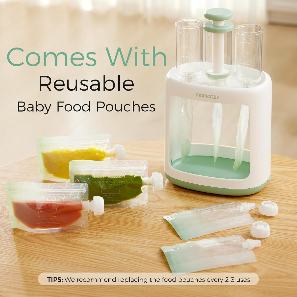 Momcozy Squeeze Station Baby Food Pouch Filler, 5 Reusable Pouches - view 6