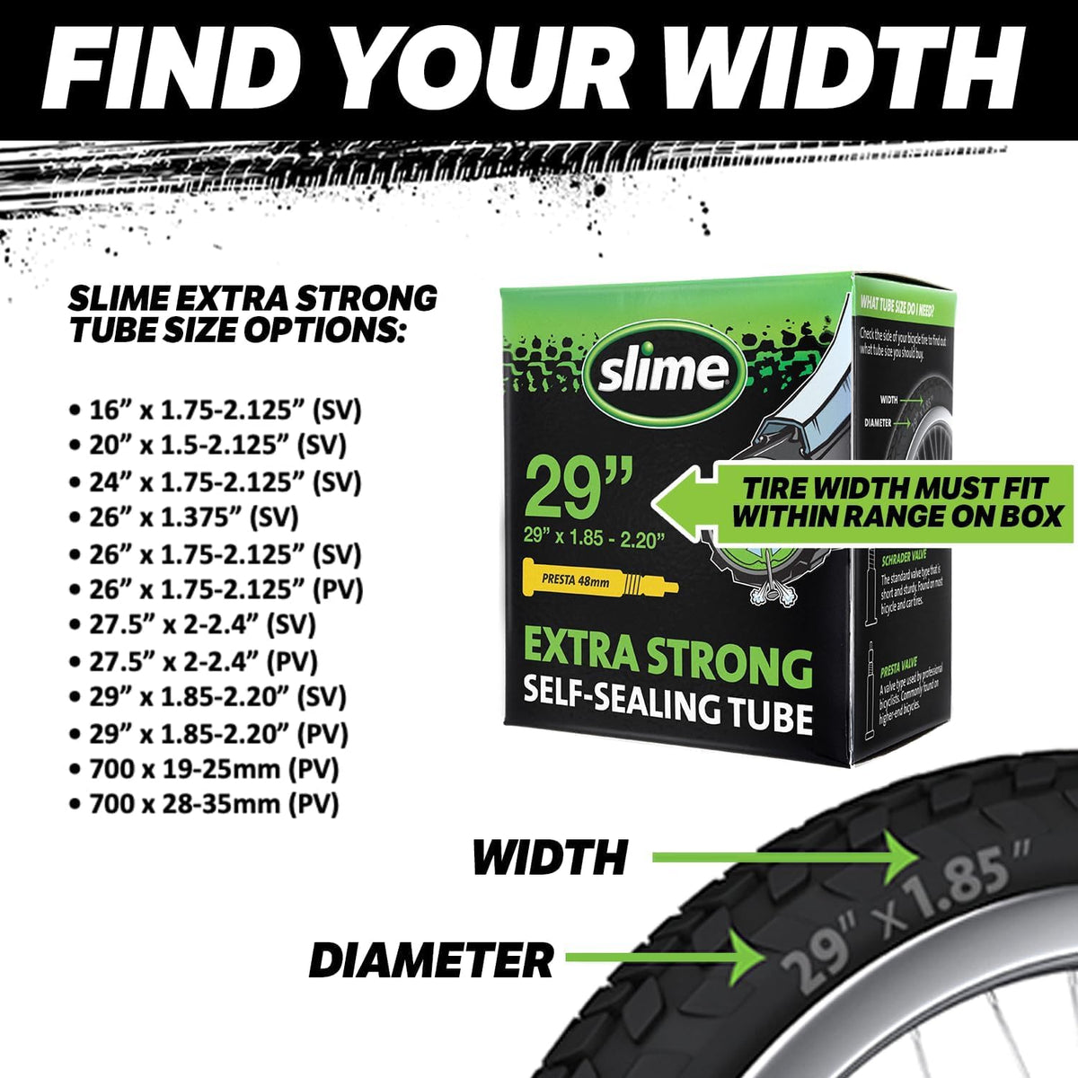 Slime Self-Sealing Bike Inner Tube 26 x 1.75-2.125 Inch, Schrader - view 5