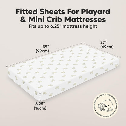 KeaBabies Mini Cot Sheets, Fitted, 38 x 26 Inch, Pack of 2, Elly - view 3