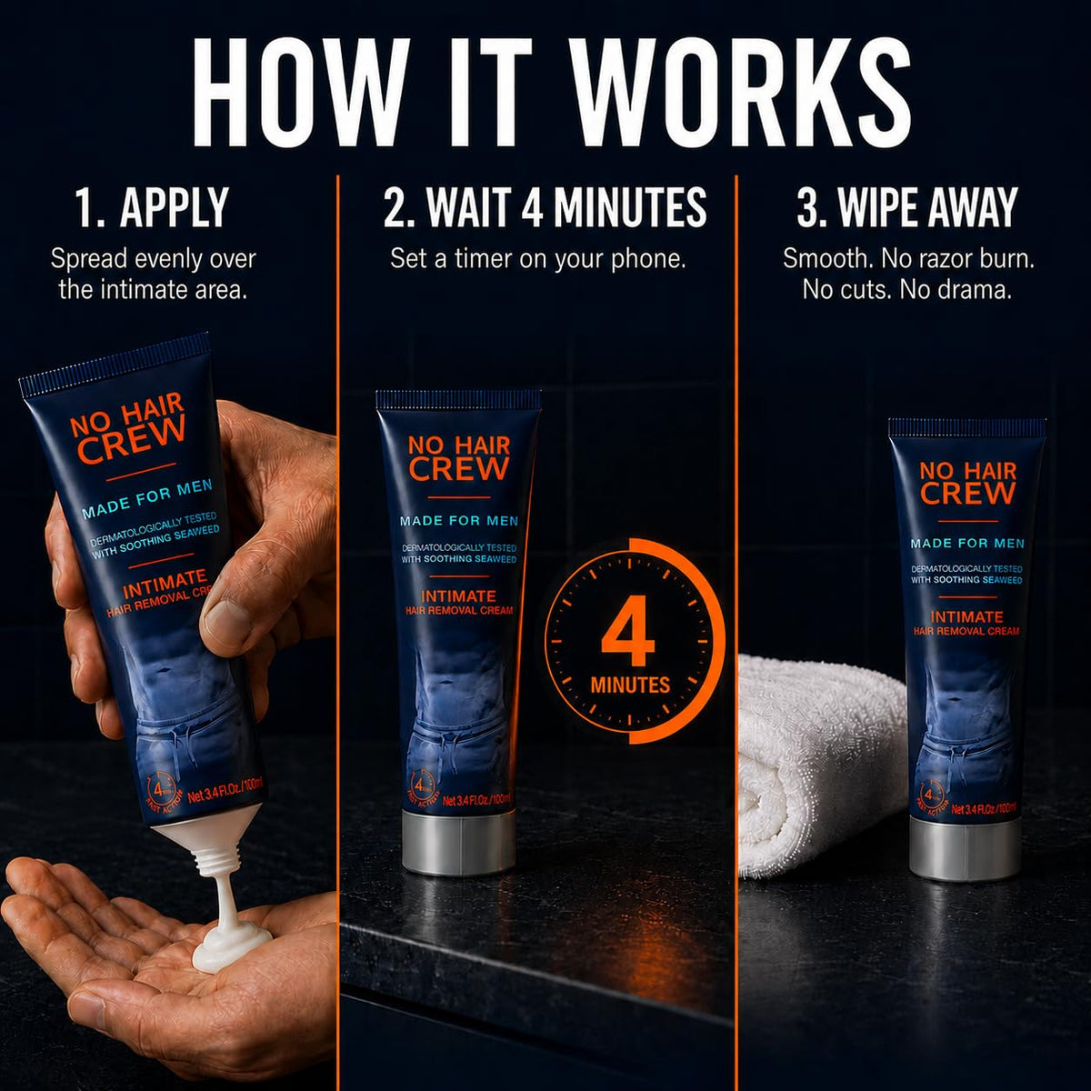No Hair Crew Intimate Hair Removal Cream for Men, 100 ml - view 4