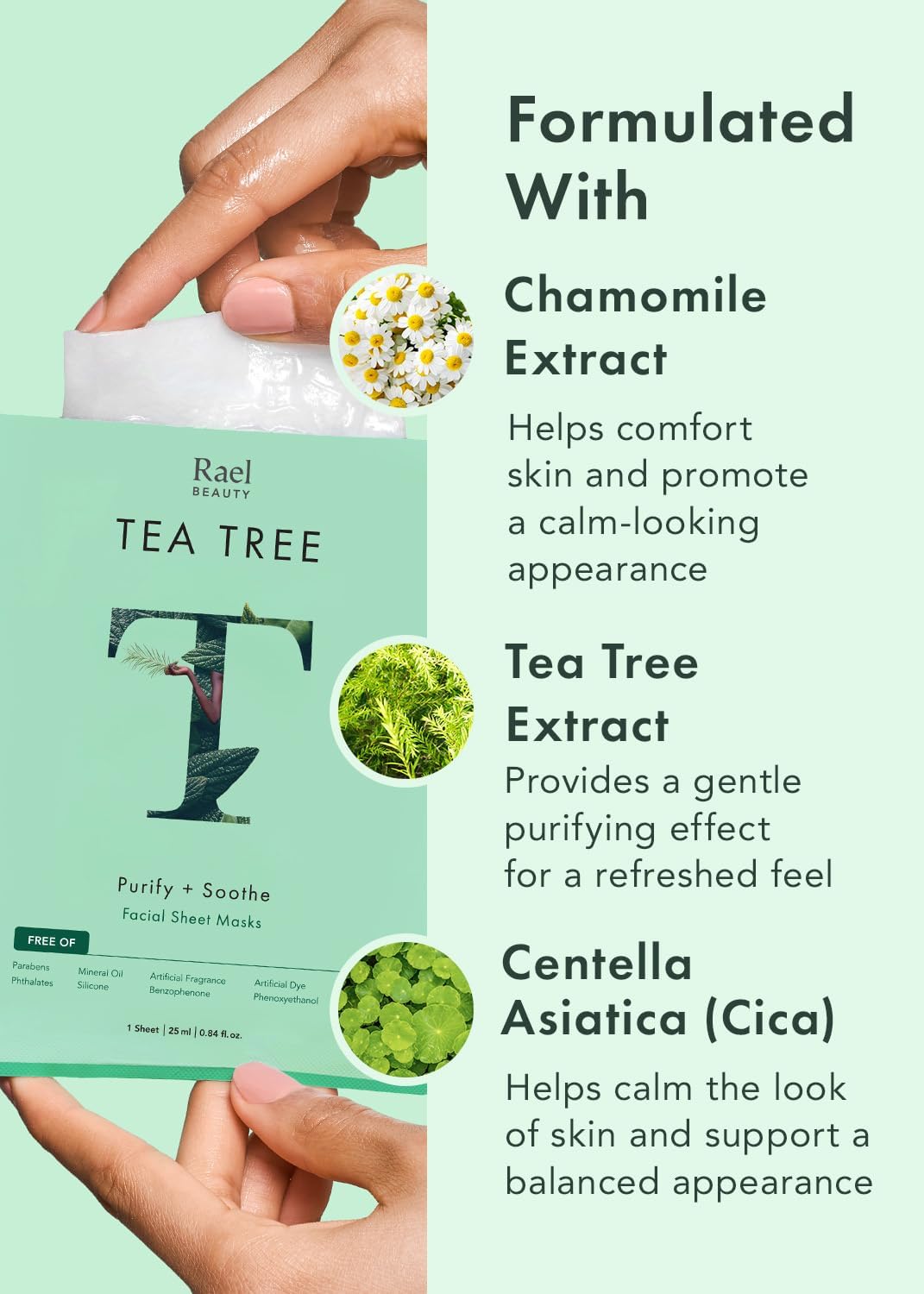 Rael Tea Tree Face Sheet Masks, Soothing & Purifying, 5 Sheets - view 3