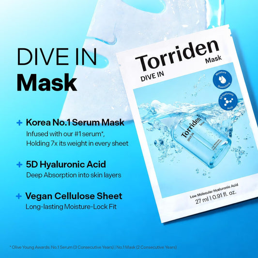 Torriden DIVE-IN Hyaluronic Acid Mask Sheets, 10 x 27 ml - view 2
