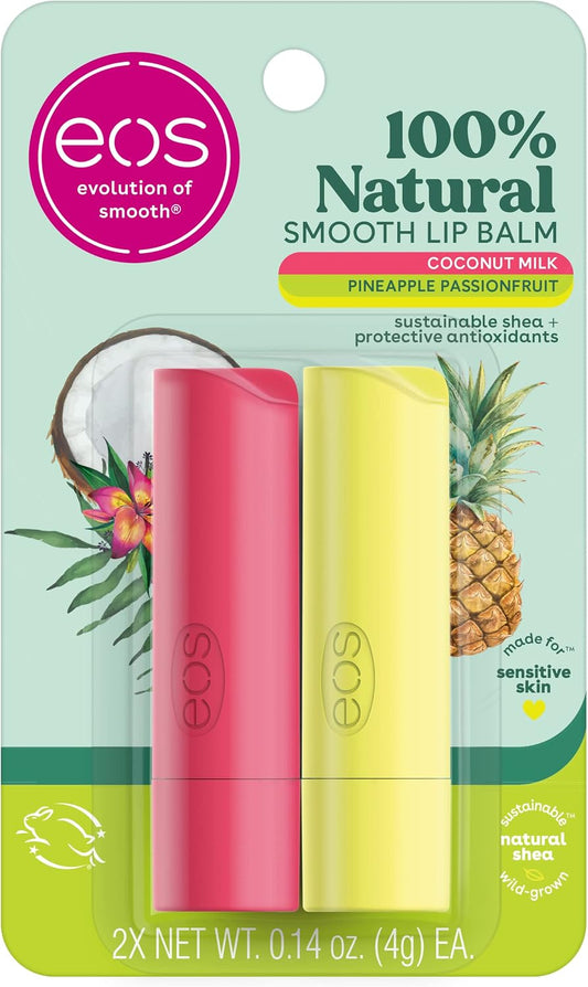 eos Shea Stick Lip Balm, Coconut Milk & Pineapple Passionfruit, 4 g, Pack of 2