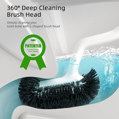 HAMITOR Toilet Brush and Holder Set with Curved Bristles - view 2