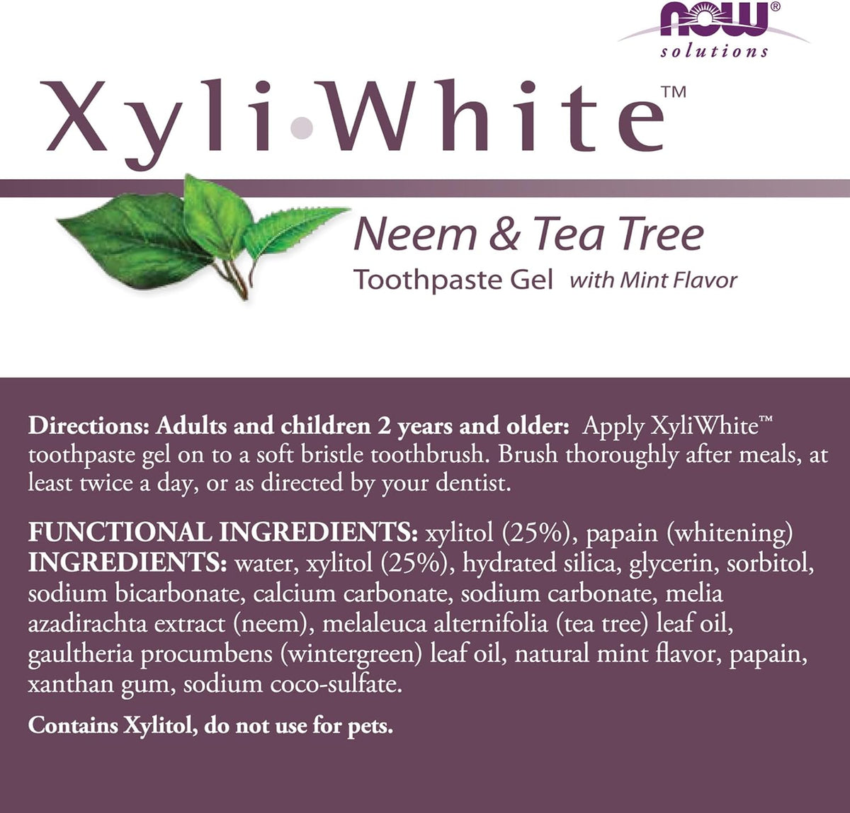 NOW Xyliwhite Neem and Tea Tree Toothpaste Gel, Mint 6.4 oz, Pack of 2 - view 5
