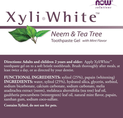 NOW Xyliwhite Neem and Tea Tree Toothpaste Gel, Mint 6.4 oz, Pack of 2 - view 5