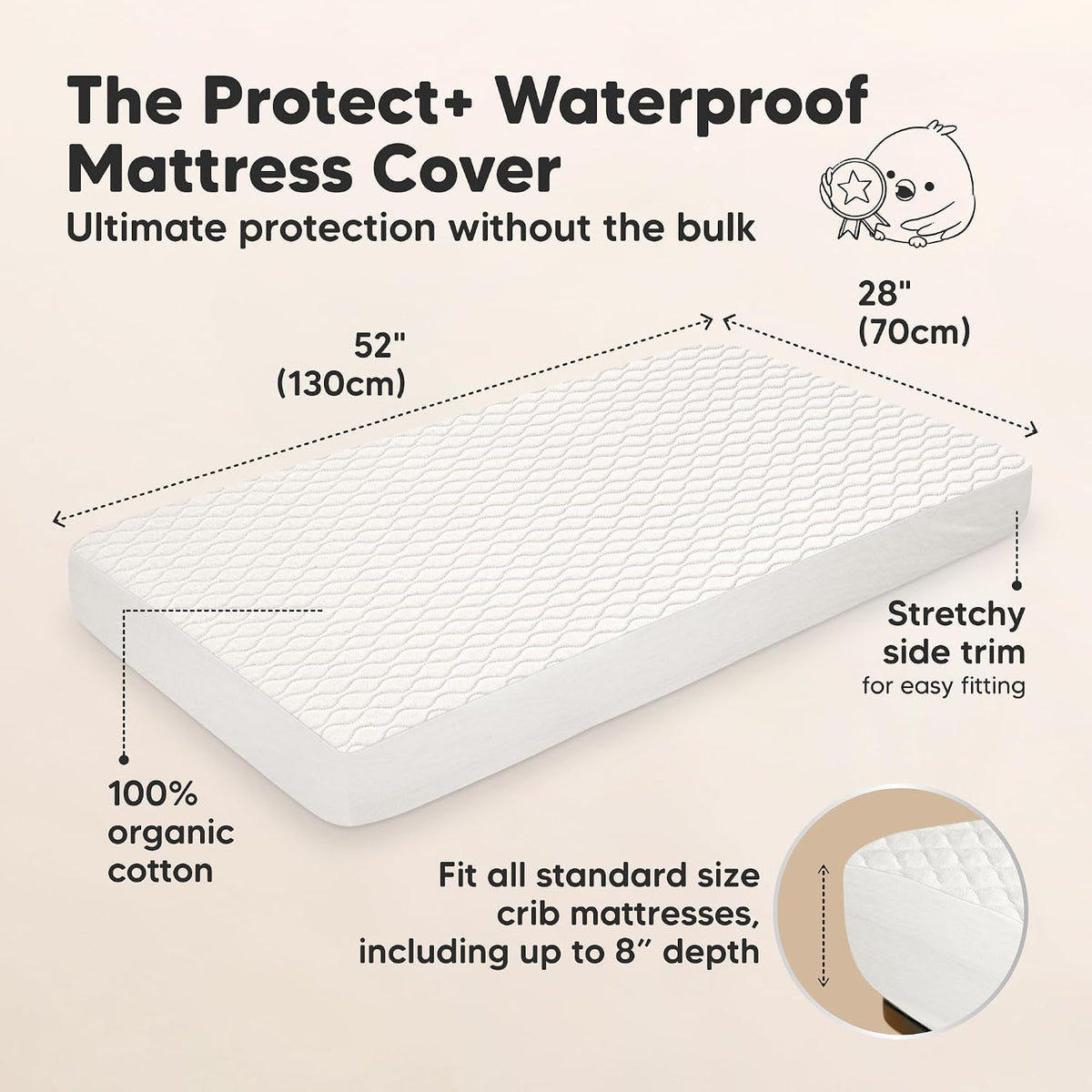 KeaBabies Waterproof Cot Mattress Protectors, Fitted, 52 x 28 Inch, Pack of 2 - view 2