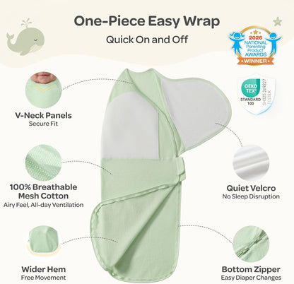 Momcozy Newborn Swaddle with Quiet Fastener, 0-3 Months, Sea Mist - view 4