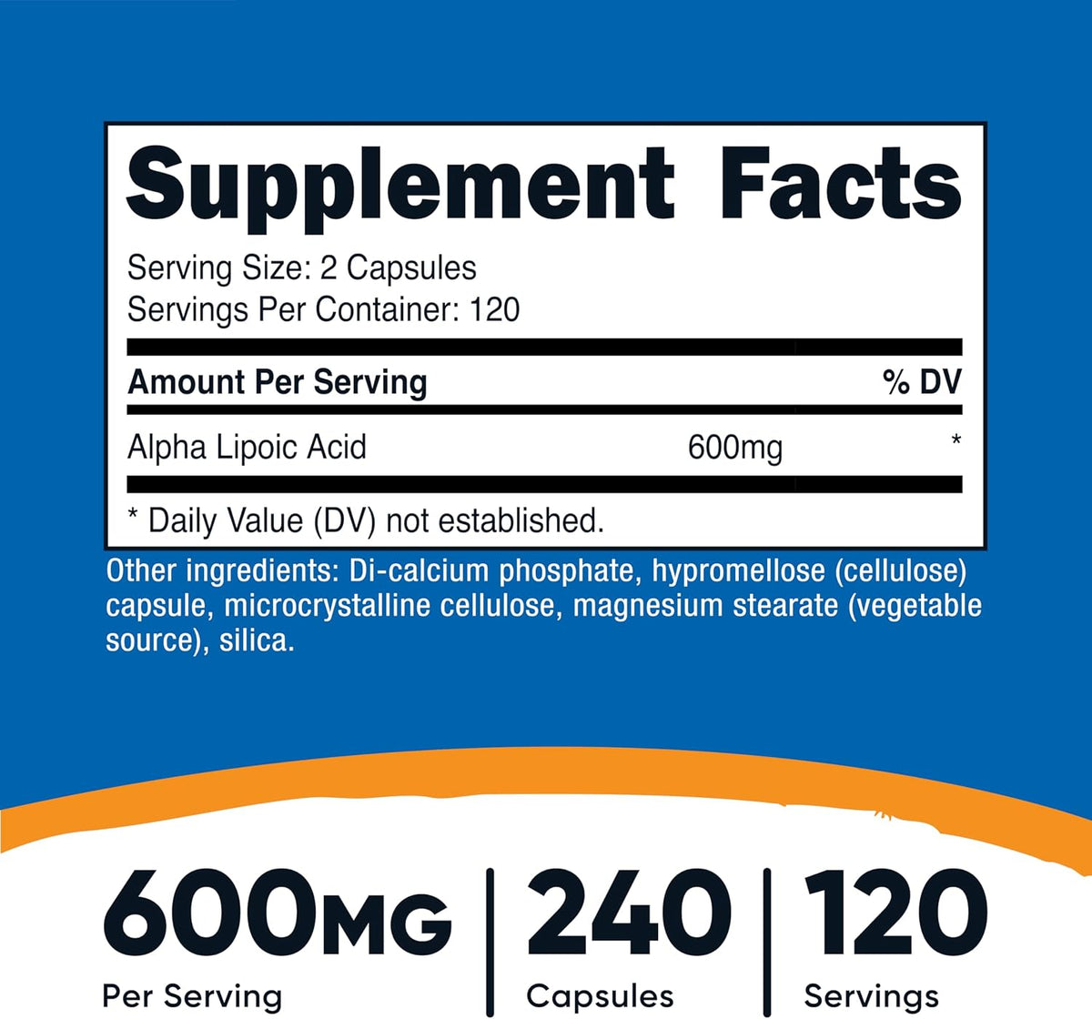 Nutricost Alpha Lipoic Acid 600 mg 240 Capsules - view 2