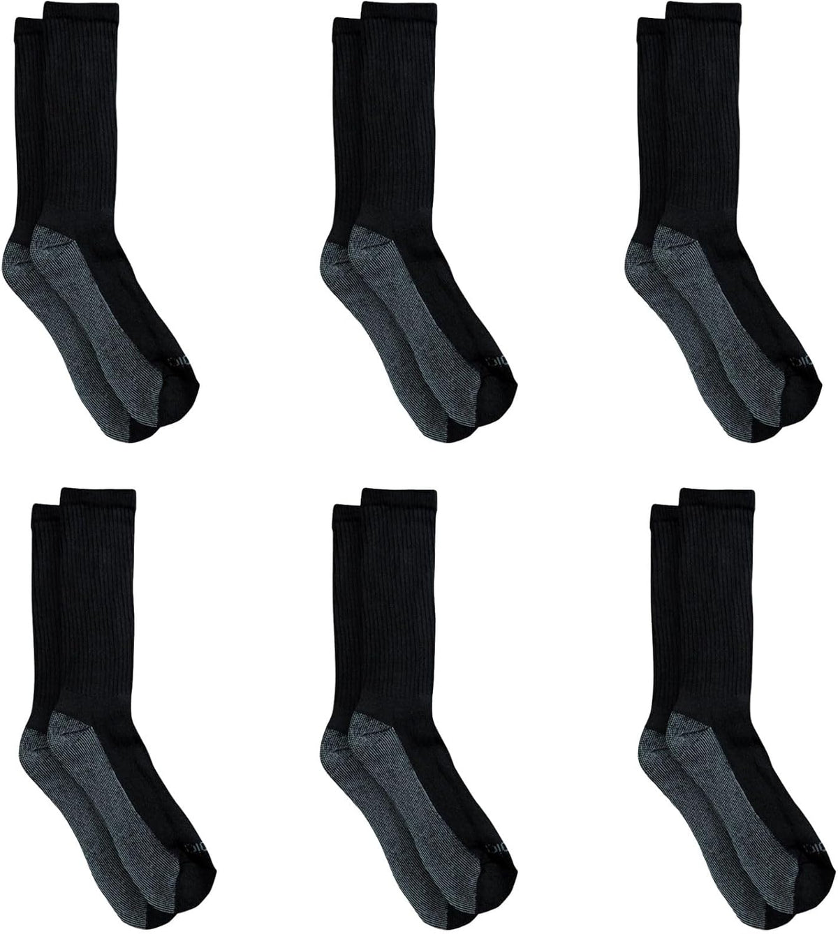 Dickies Men's Dri-Tech Crew Socks, Black, Medium, 6 Pairs - view 2