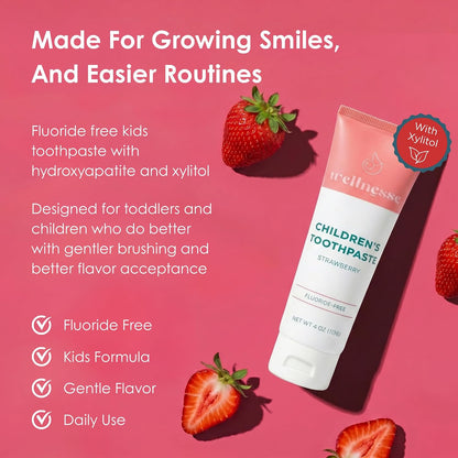 Wellnesse Kids Strawberry Hydroxyapatite Toothpaste Fluoride Free 4 oz - view 2