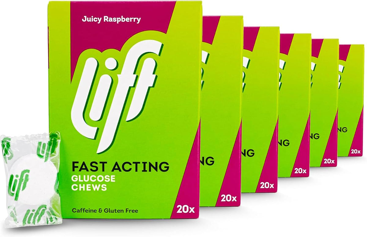 Lift Fast Acting Glucose Tablets, Raspberry, 20 Count, Pack of 6 — product view