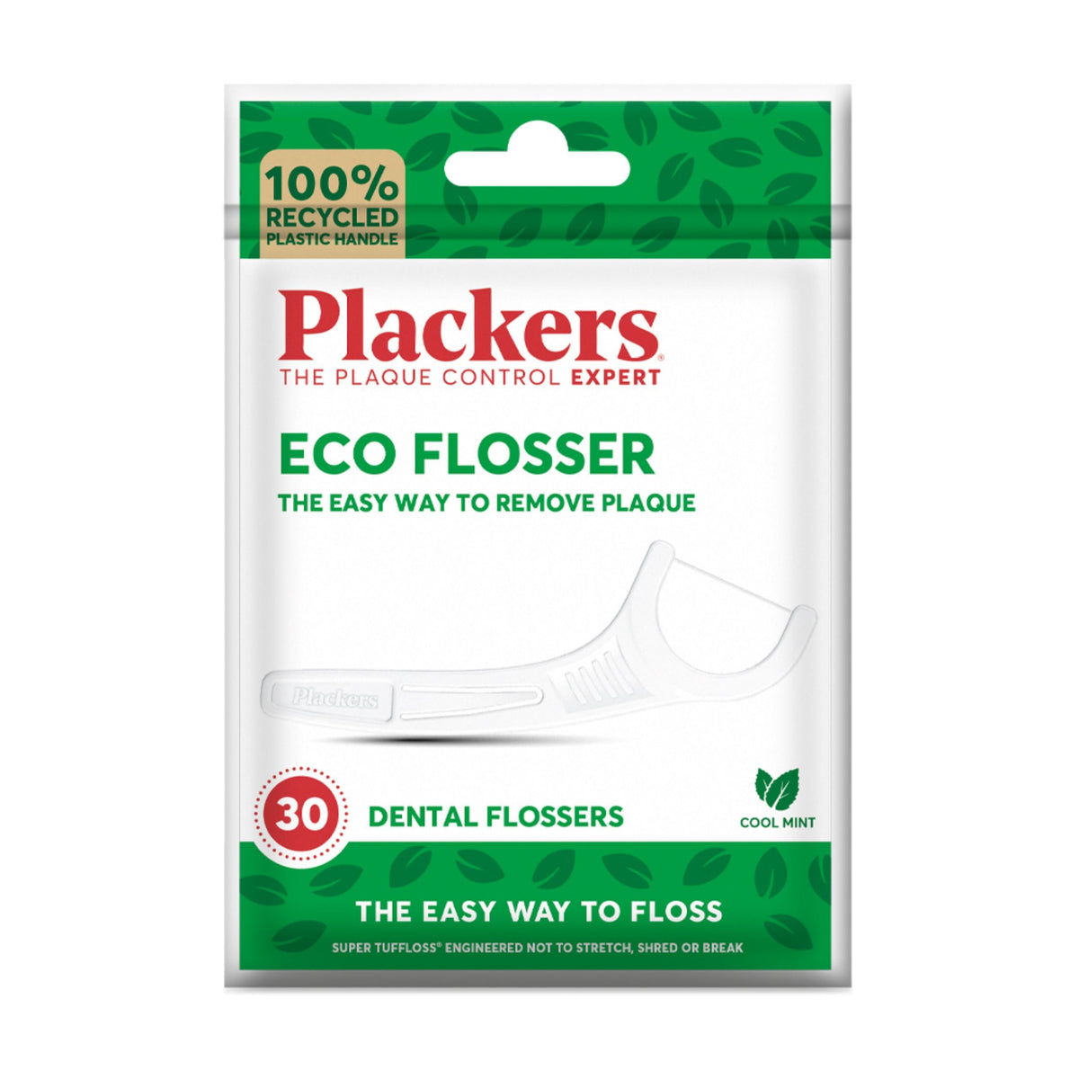 Plackers Eco Floss Picks with Folding Toothpick, Cool Mint, 30 Count
