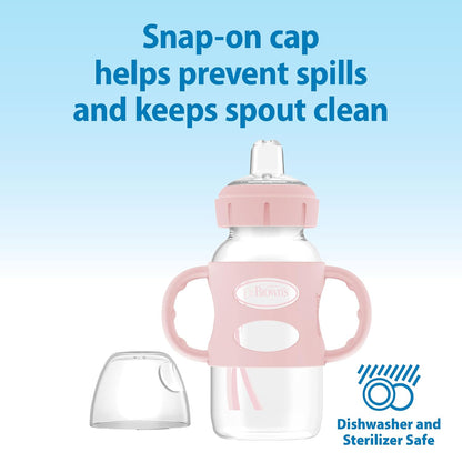 Dr. Brown's Wide-Neck Sippy Spout Bottle with Handles, Pink & Ecru, 2 Pack - view 6