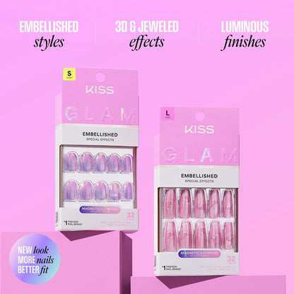 KISS GLAM Press-On Nails 'One n Only', Pink, Short Round, 32 Count - view 6