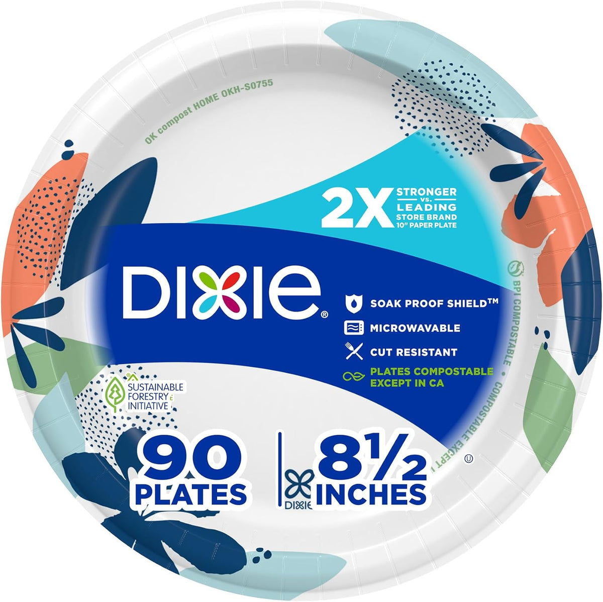 Dixie Paper Plates 8.5 Inch, 90 Count