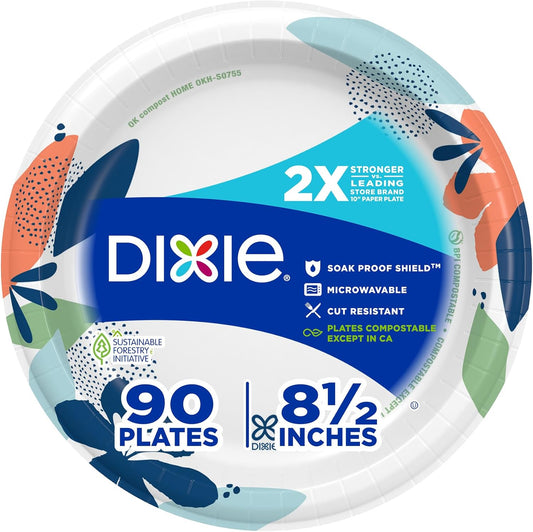 Dixie Paper Plates 8.5 Inch, 90 Count