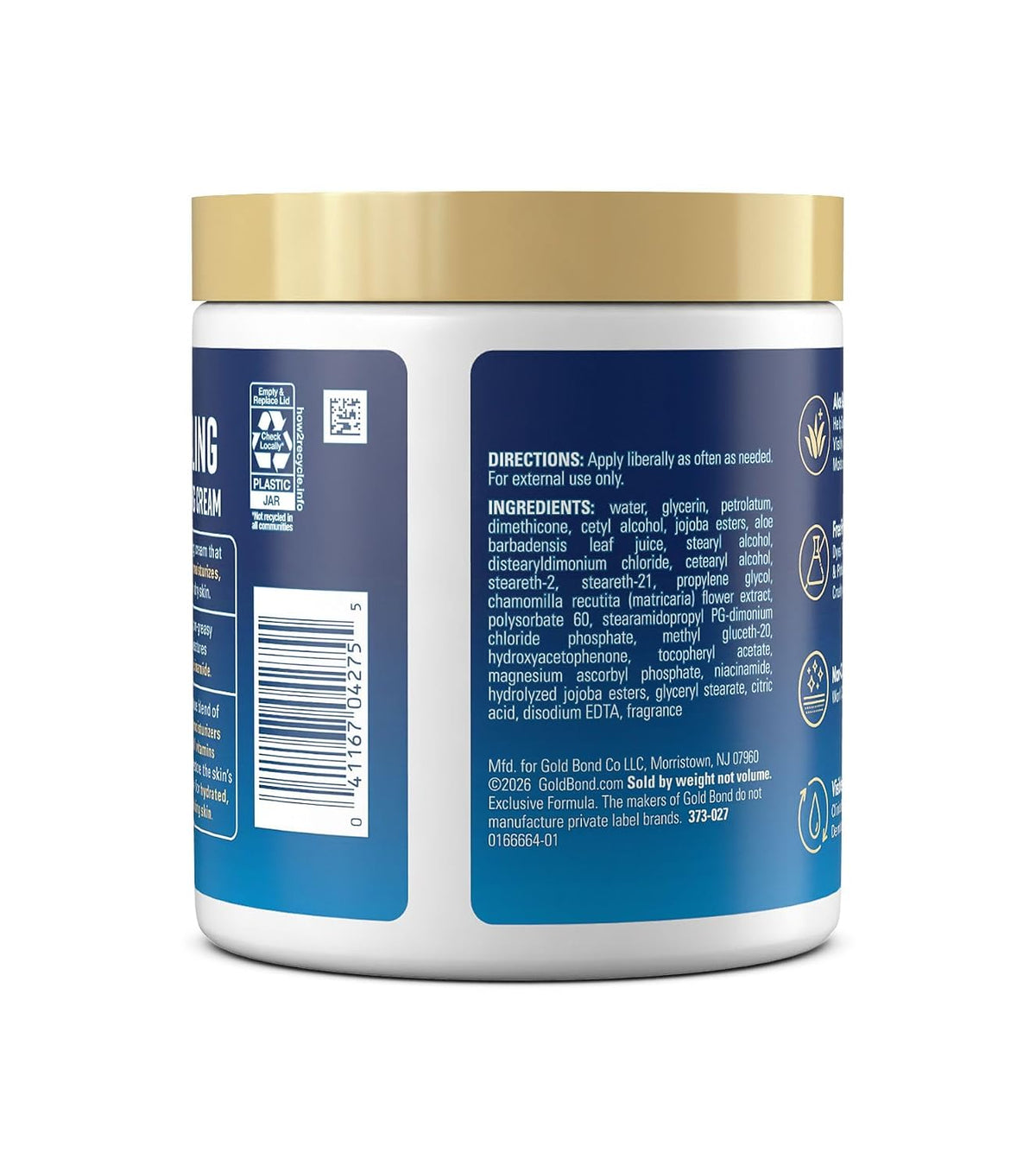 Gold Bond Healing Hydrating Body & Face Cream, 19 oz Jar - view 2