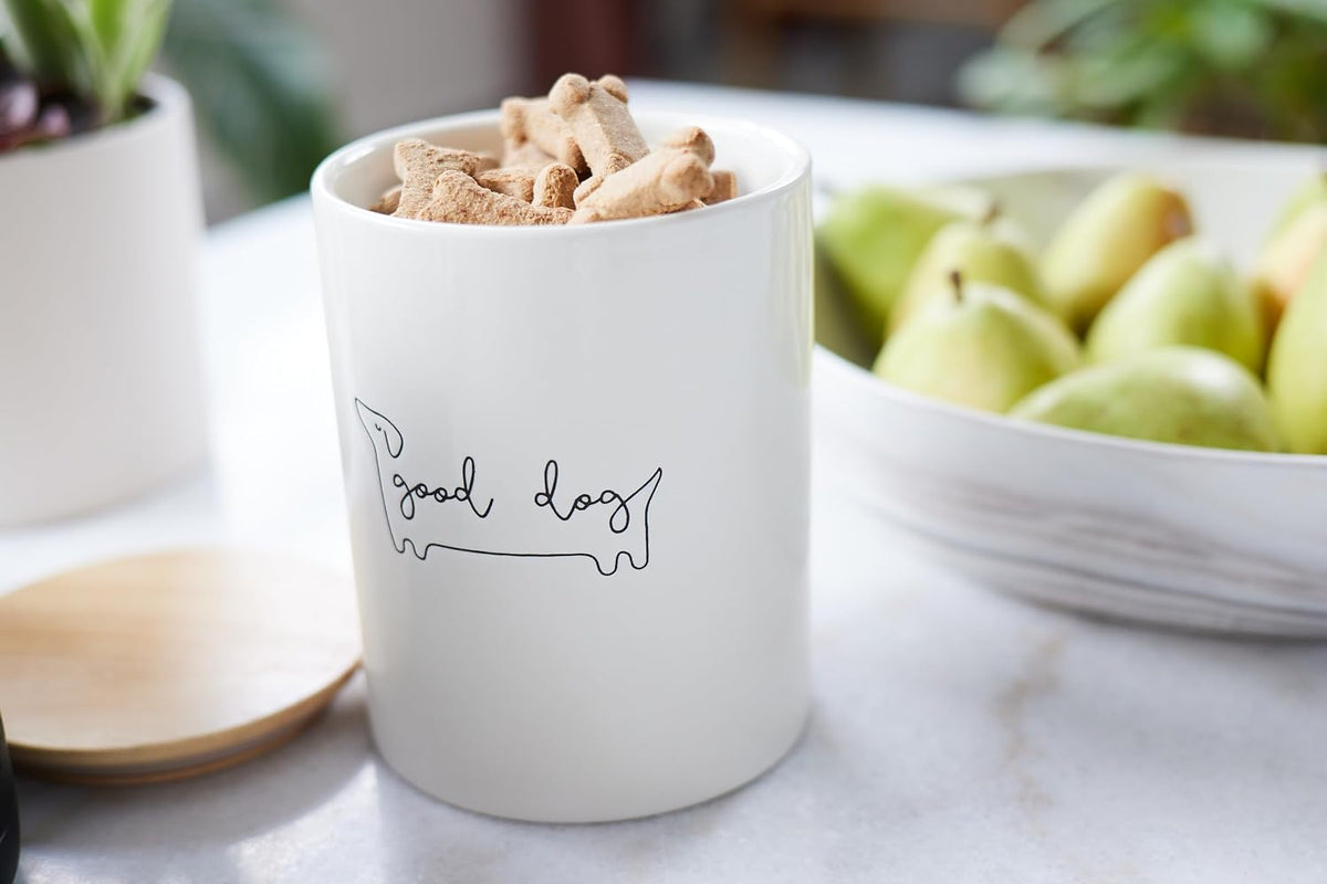 Pearhead Good Dog Ceramic Treat Jar with Wooden Lid - view 2