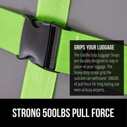 Gorilla Grip Heavy Duty Luggage Straps, 2 Pack, Green - view 2