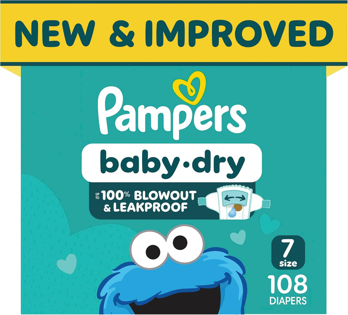 Pampers Baby Dry Ultra Cushiony Nappies, Size 7 (26-50 lbs), 108 Count — product view