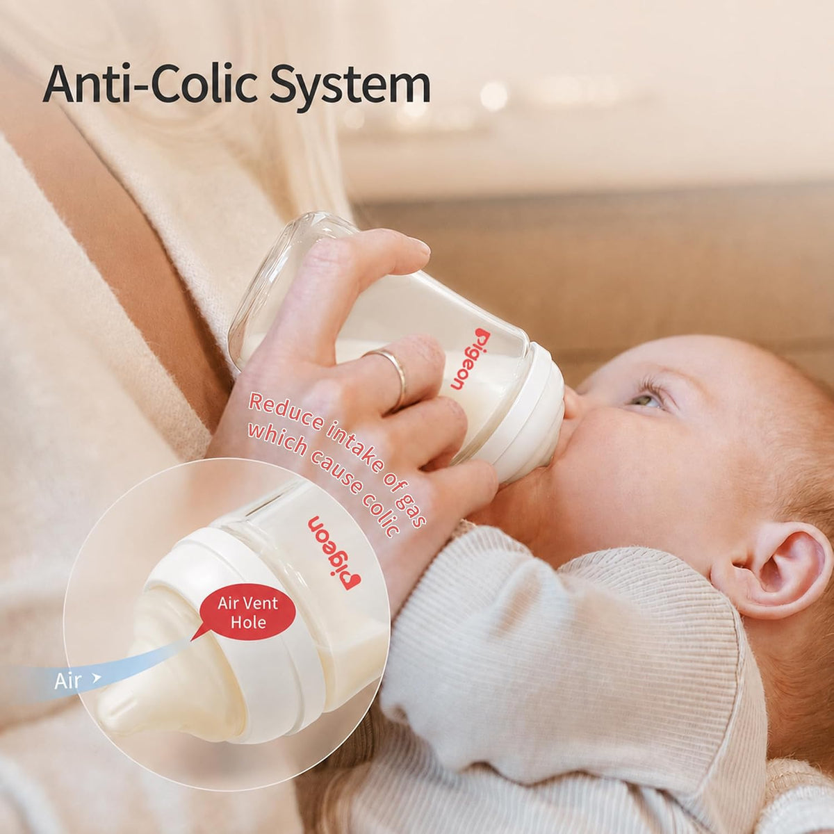 Pigeon Glass Wide Neck Baby Bottles, 8.1 oz (240 ml), Pack of 2 - view 3