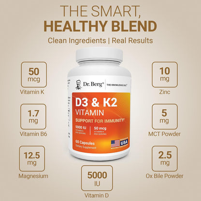 Dr. Berg 7-in-1 Vitamin D3 K2 5000 IU Supplement, 60 Capsules - view 5