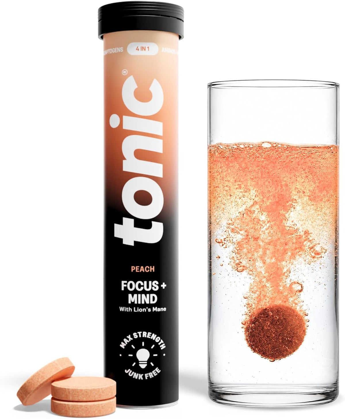 Tonic Health Focus + Mind Effervescent Tablets - Peach, 20 Count — product view
