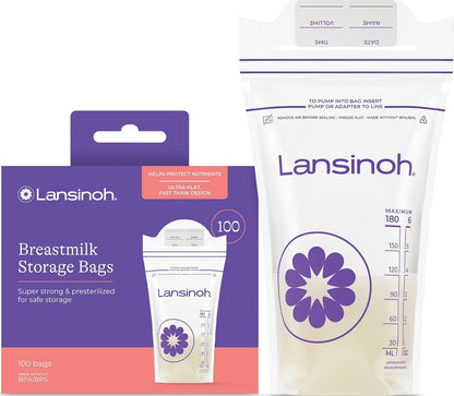 Lansinoh Breastmilk Storage Bags, 6 oz (180 ml), 100 Count