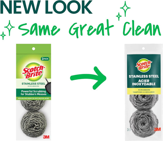 Scotch-Brite Stainless Steel Scrubbers, Pack of 3 - view 2
