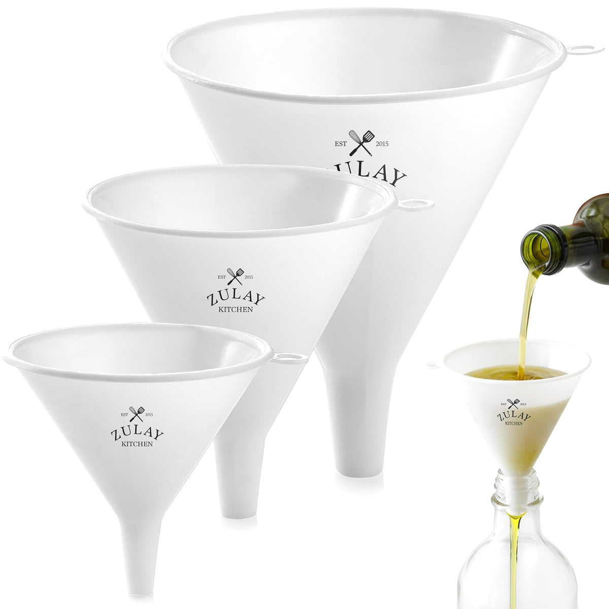 Zulay Kitchen 3-Piece Plastic Funnel Set — product view
